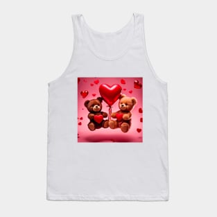 Teddy celebrating Valentines day, randome floating love hearts Tank Top